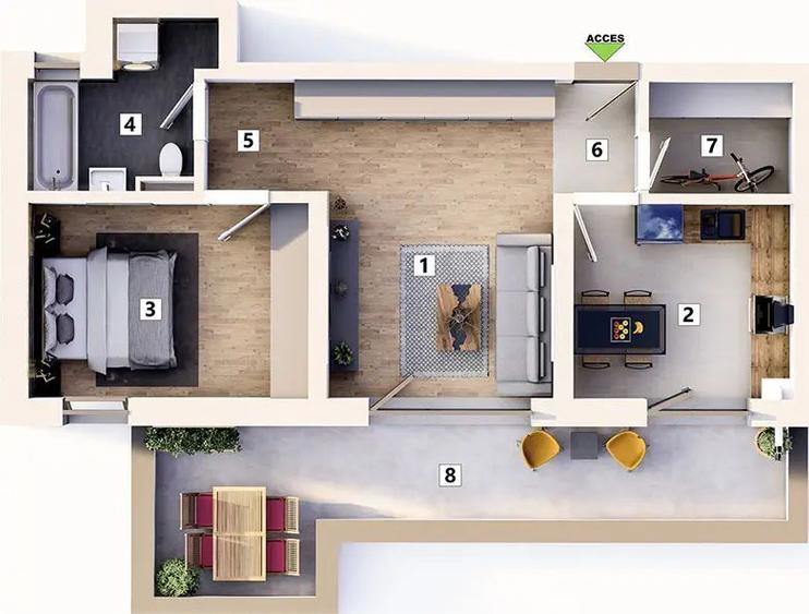 Apartament 2 camere cu loc de parcare inclus
