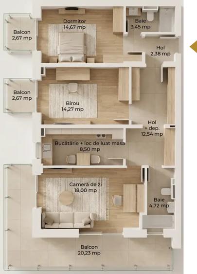 Terasă de 20 mp și 3 camere în Avantgarden, Brașov