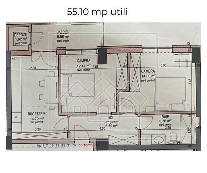 Apartament 3 camere + balcon, debara, et. 2, zona Doamna Stanca