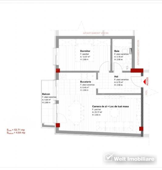 Apartament in bloc nou, cu CF, Marasti