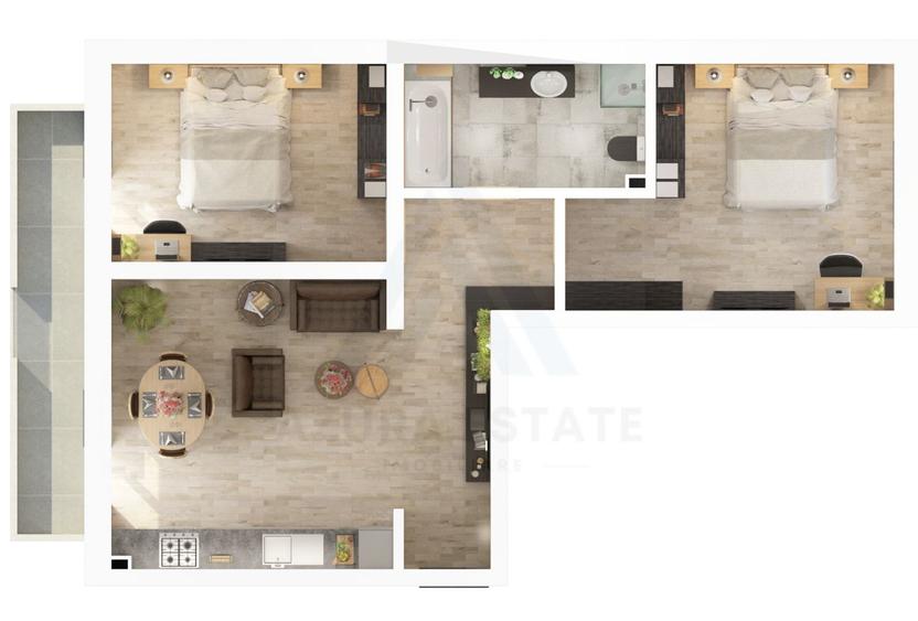 Apartament 3 camere balcon 7.8 mp si parcare privata pe Dna Stanca