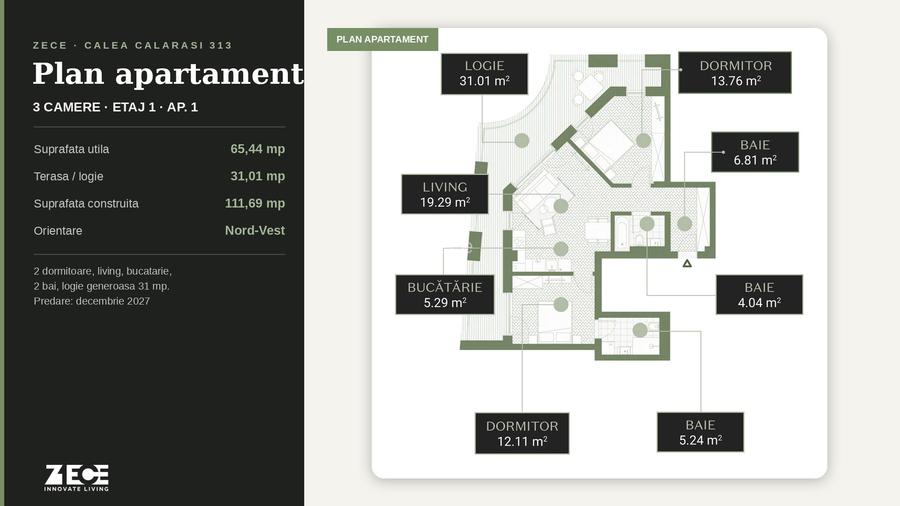 Apartament 3 Camere de Vanzare - Bloc Nou - ZECE Innovate Living - 1
