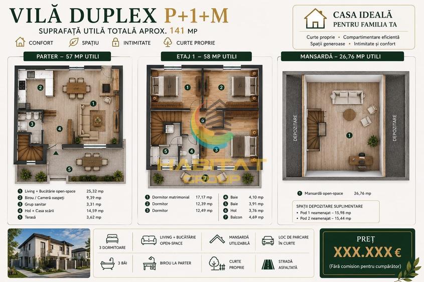 Casa duplex in zona centrala  Popesti Leordeni