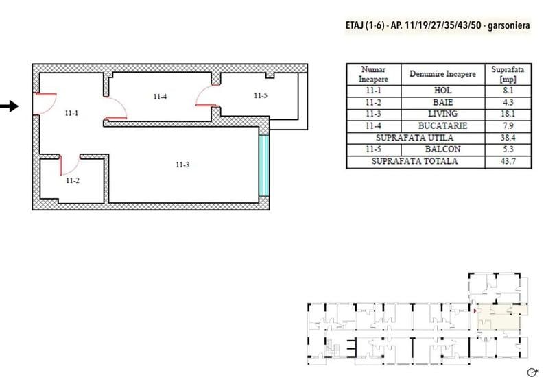 Garsoniera Spatioasa - 44 mp / Platinum Residence -Comision 0 %