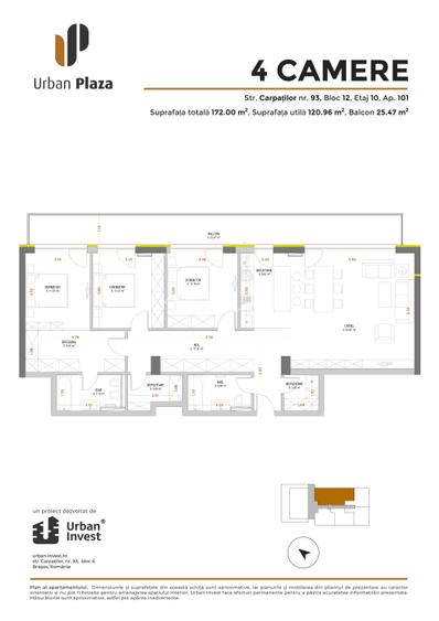 Apartament 4 camere, ultimul etaj, terasă de 25 mp - Urban Plaza, Astra - 12