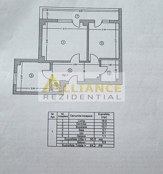 Apartament 2 camere decomandat