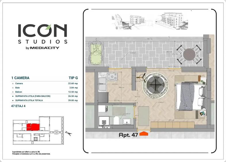 Garsonieră în ansamblul ICON Studios - zona Moșilor