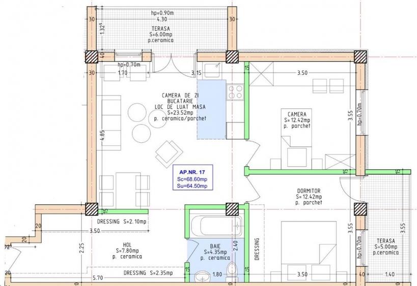 Apartament 3 camere | Etaj 2 cu lift | 2 terase | Zona Independenței