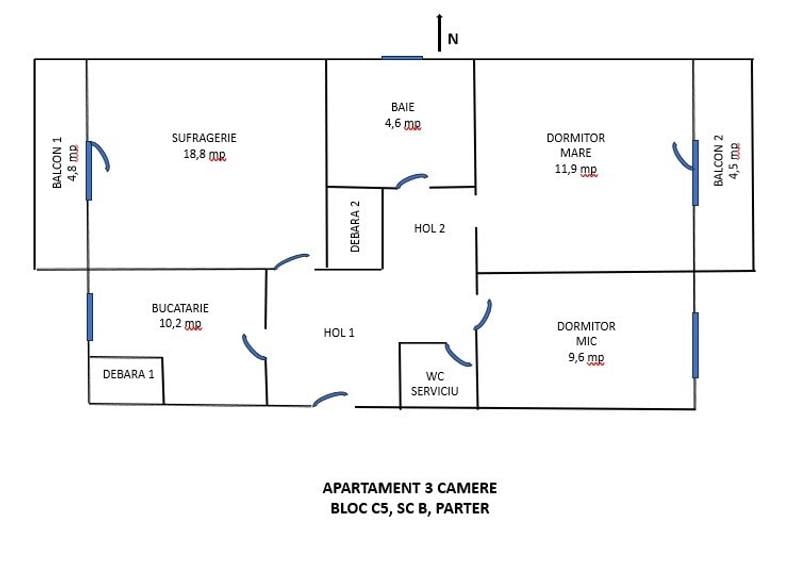 Apartament 3 camere, zona deosebita