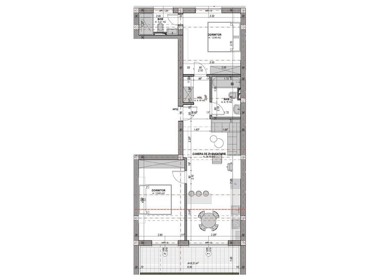 Apartament 3 camere, 2 bai, balcon, aer conditionat | jaluzele electr.
