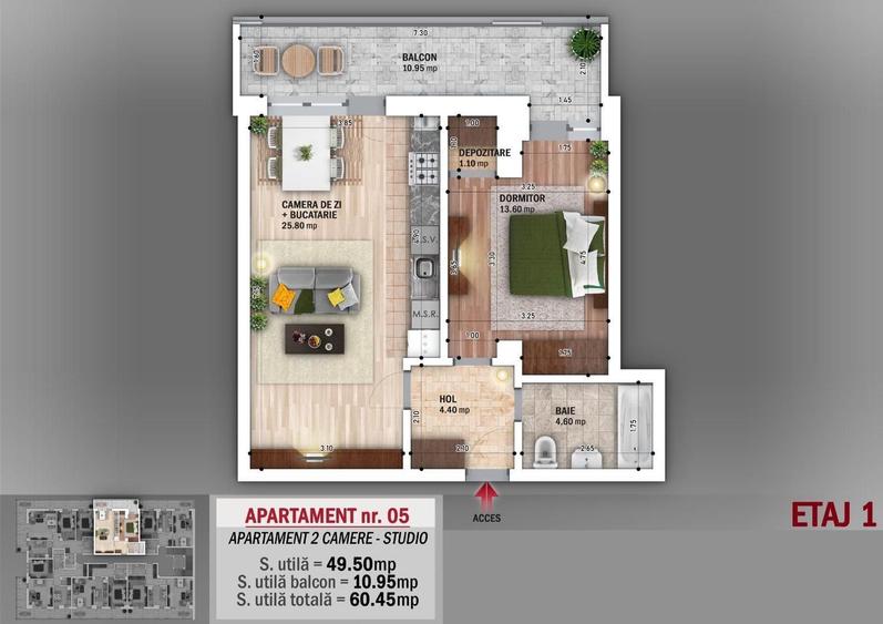 APARTAMENT 2 CAM. TIP STUDIO / NICOLAE GRIGORESCU!