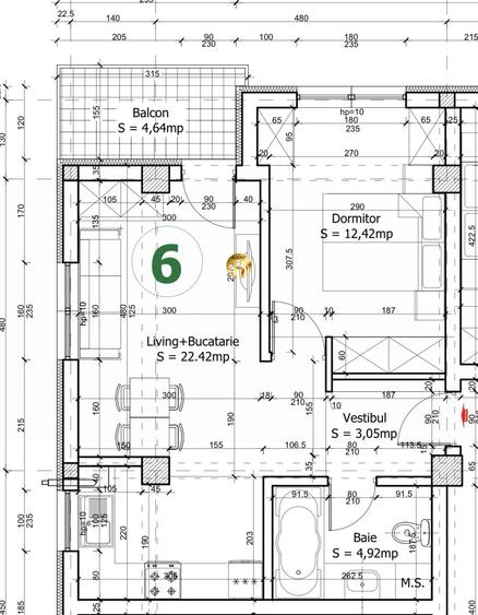 Apartament 2 camere Etaj 1 46 mp - Otopeni