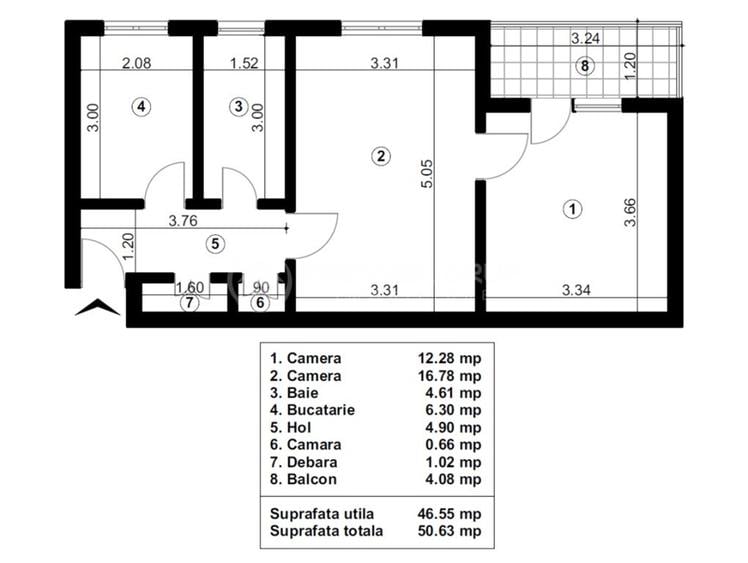 Etaj 2! Apartament 2 camere 50mp, Tudor Vladimirescu-Bucsinescu, CT