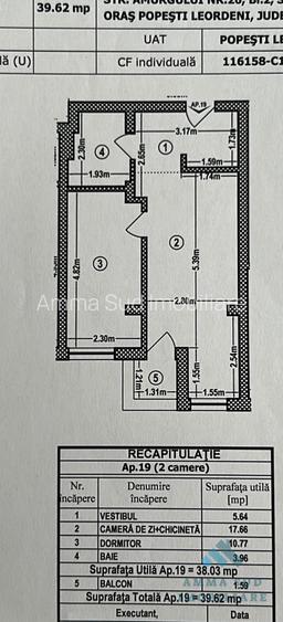 Apartament tip Studio - 39.6 mp - Mutare imediata - Str. Amurgului - 12