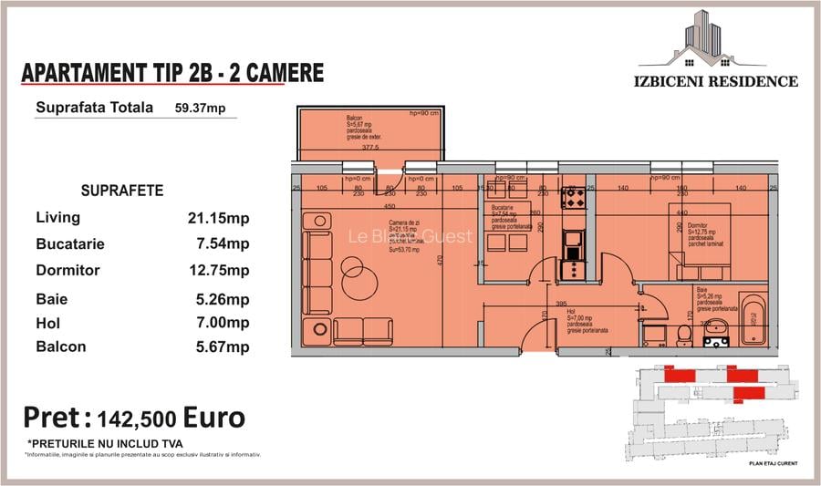 Apartament 2 Camere TIP B in complex Izbiceni Residence - 2