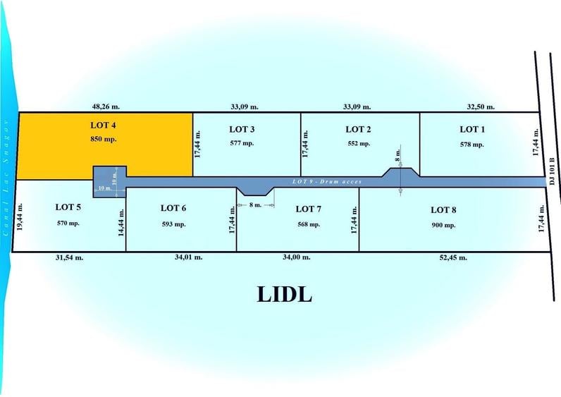 SNAGOV, lipit de Lidl, cu deschidere la Lacul Snagov, 875 mp. teren liber