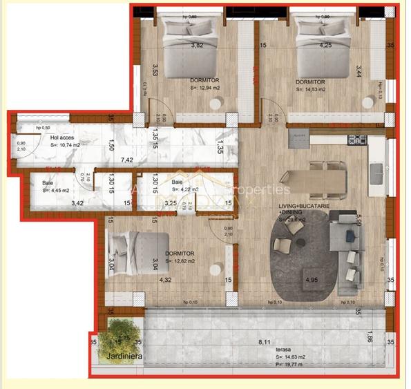 Apartament 4 Camere**TERASA**Bloc boutique***NOU// DOMENII - 37
