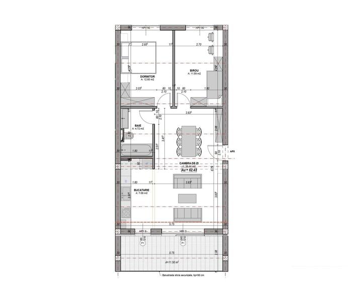 Apartament 3 camere cu balcon, aer conditionat - finisat la cheie