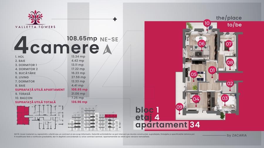 4 camere / 136mp utili /Valletta Towers / Craiova