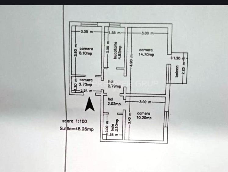 Apartament 3 camere 50mp - Mircea Cel Bătrân