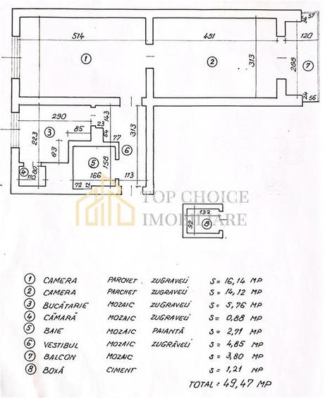 2 CAMERE FLOREASCA VEDERE MIXTA - 49 MP - BALCON -  3/3 - 27