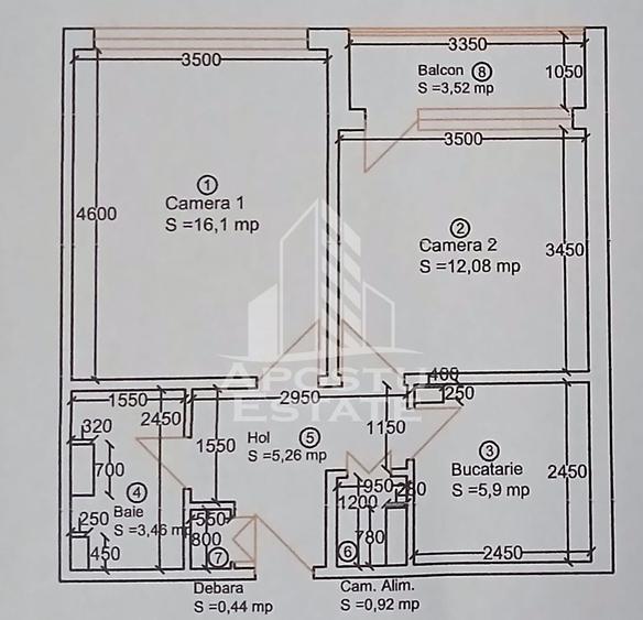 Apartament cu 2 camere, decomandat, renovat, zona Dambovita
