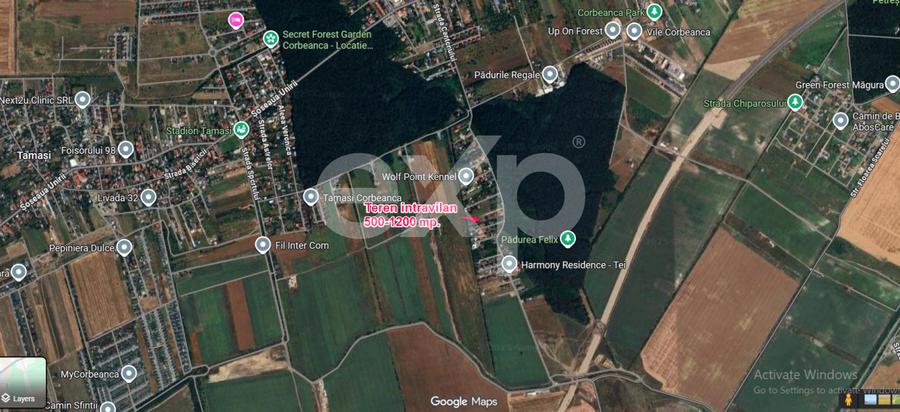 De vanzare teren intravilan intre 500-1200 mp langa padure