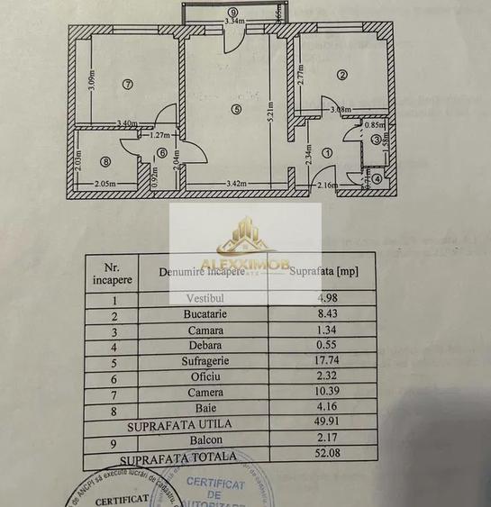Apartament de Vanzare - 2 Camere - 52 mp - Tineretului