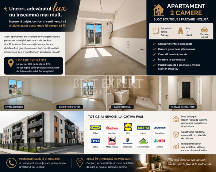 2 Camere Premium | Parcare Inclusă | Încălzire în Pardoseală | Bloc Boutique