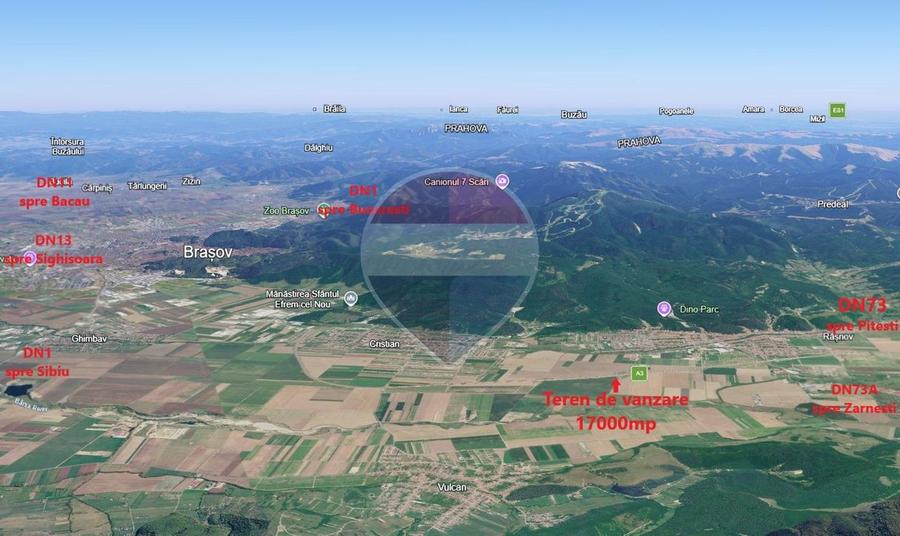 Teren extravilan 17,000mp Rasnov langa Autostrada A3, zona industriala