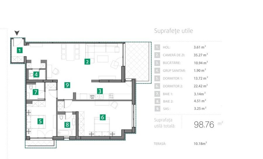 Apartament 3 camere vedere lac/ imobil nou/ comision 0