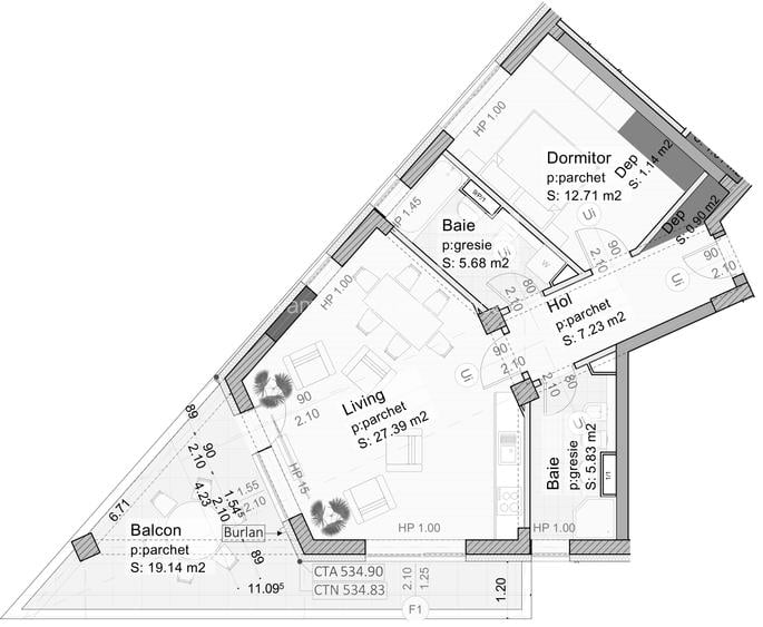 ap. 2 camere, 55.6mp+ 8 mp balcon, TVA inclus 21%, februarie 2028 finalizare - 2