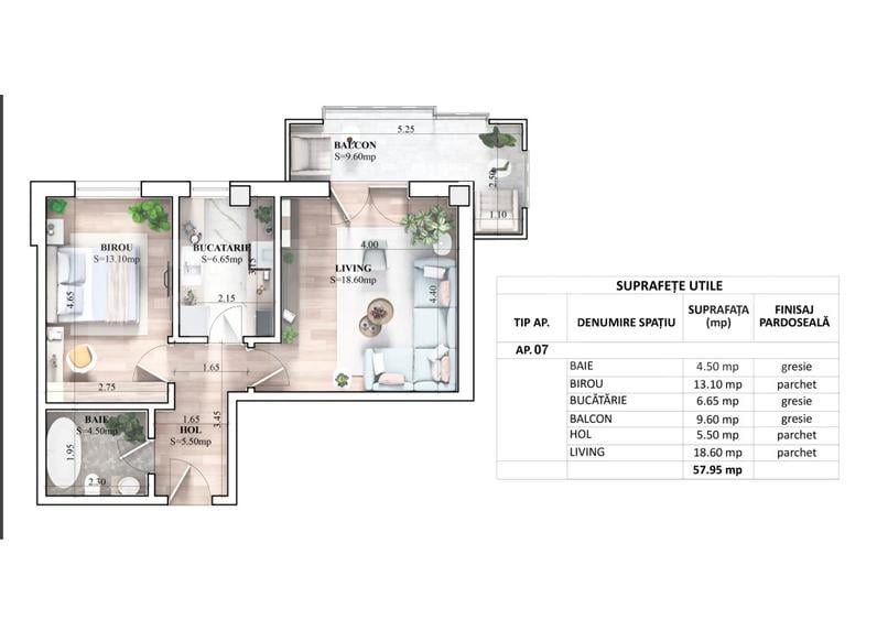 Apartament 2 camere, 57.95 mp, zona Galta