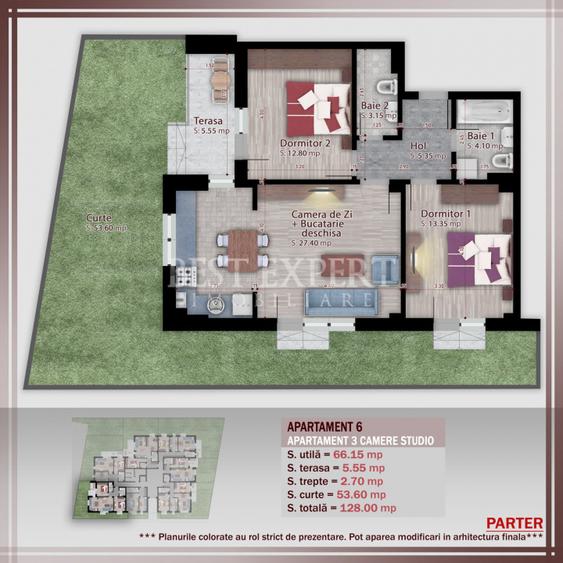3 Camere Bloc Intim CU Gradina