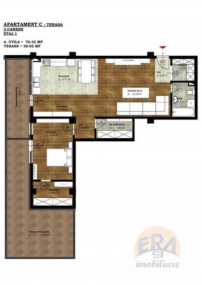 APARTAMENT 2 CAMERE C(5) | TERASĂ 38 MP | SALCA – UNIVERSITĂȚII