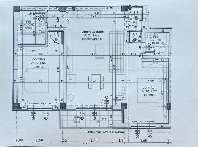 Apartament modern 3 camere, 2 bai, Etaj 2, Cartierul Arhitectilor