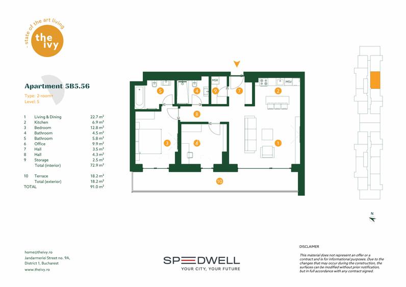 Apartament 2 camere in Baneasa | 73.5 mp + 18.7 mp terasă - 1