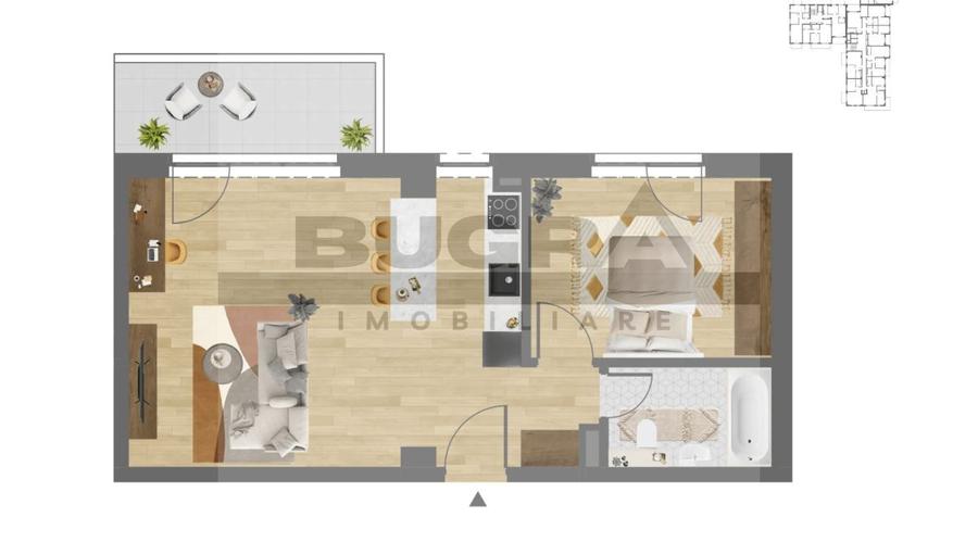 Apartament 2 camere, 54mp, balcon, garaj, zona C. Coposu