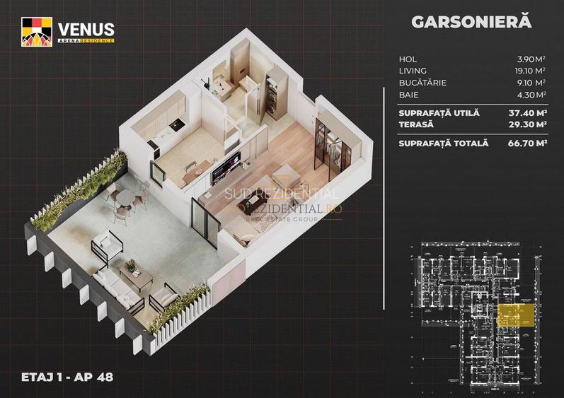 Garsoniera langa metrou Aparatorii Patriei, terasa 30 mp, imobil nou - 6