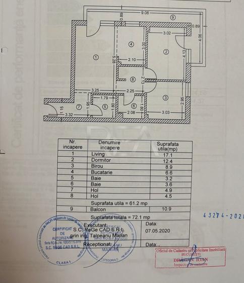 Titlu recomandat: 3 Camere  | 61,2 mp utili | Balcon 10,9 mp | Centrală p
