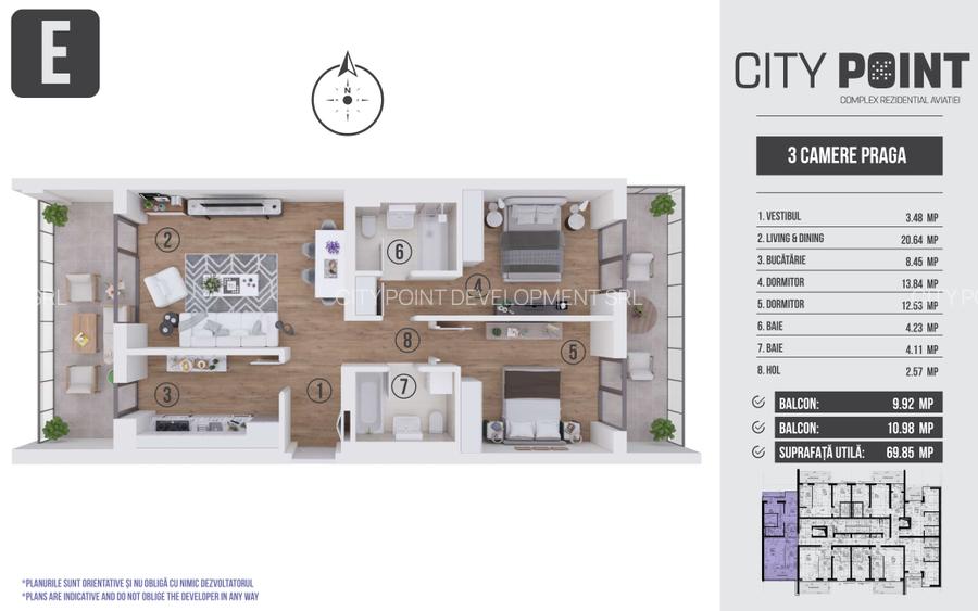 Apartament 3 camere de vanzare - City Point Aviatiei - 10