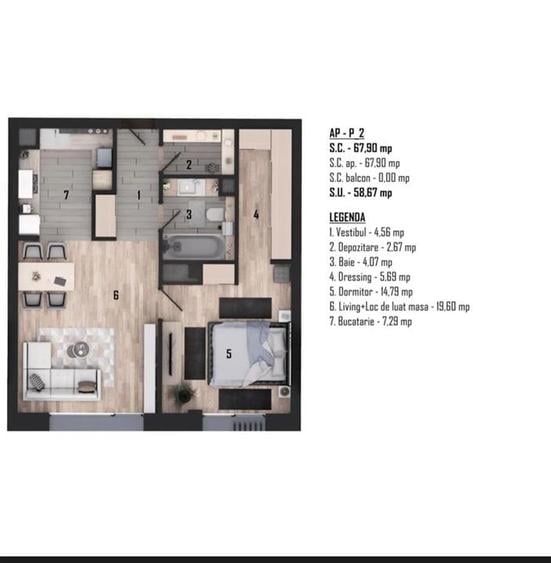 RECO Apartament ultracentral cu 2 camere-60mp-bloc boutique