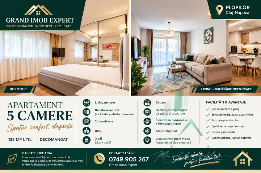 Apartament Premium | 5 Camere | 2 Bai | Debara | Parcare | Plopilor/Parcul Babes