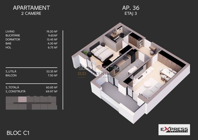 Apartament cu 2 camere de vanzare, decomandat - Bd. Metalurgiei - 1