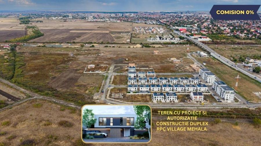 Teren Mehala - 440 mp, cu autorizatie duplex, strada asfaltata,, Comision 0