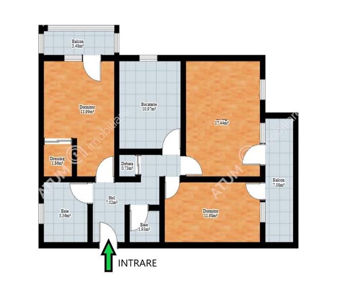Apartament 3 camere 2 balcoane loc parcare pod Arhitectiilor Sibiu