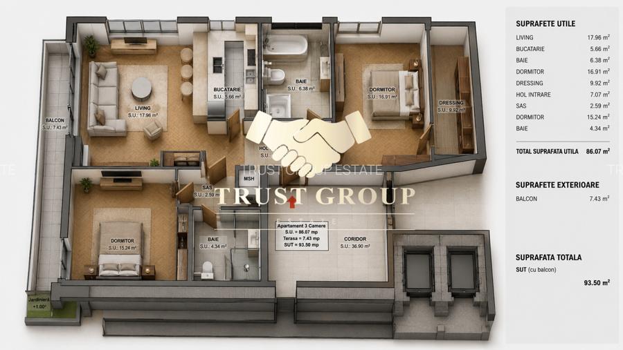 Apartament 3 camere + dressing + loc de parcare Bulevardul Unirii - 22