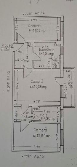 Apartament 3 camere semidecomandat - zona FAR