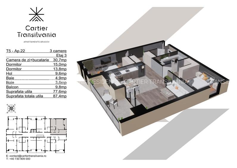 TRANSILVANIA RESIDENCE-CARTIER TRANSILVANIA, APARTAMENT  3 CAMERE - 19
