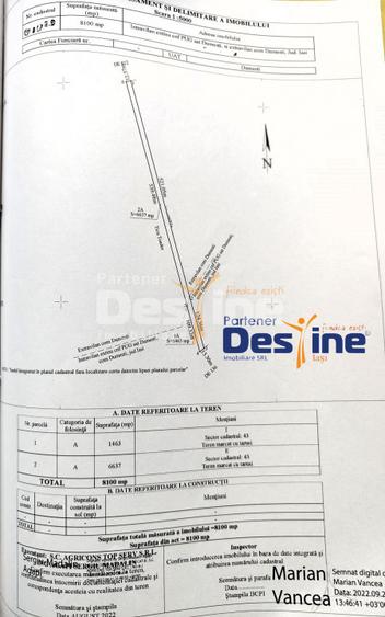 Teren Primarie Dumesti, 8100 mp, front 13 ml,